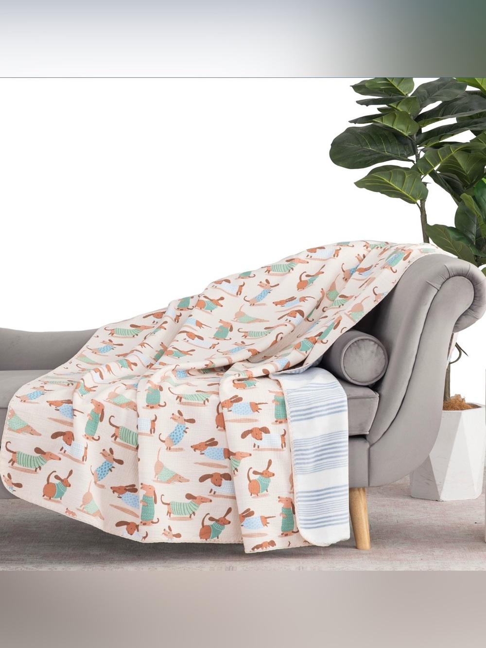 Berkshire  Artist Collection Cotton Gauze Throw With Plush Reverse